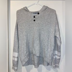 Gray, American Eagle sweater with white stripes